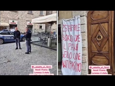 25 aprile: lo striscione (e il panificio) nel mirino delle forze dell’ordine