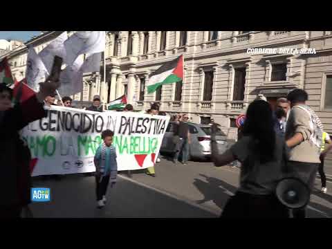 Corteo per la Palestina e presidio a San Babila