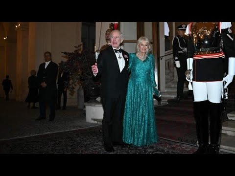 L’arrivo di Re Carlo e Camilla al Quirinale per la cena di gala
