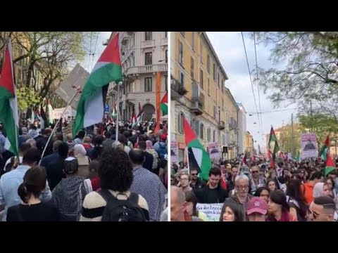 In migliaia in strada a Milano al corteo a sostegno della Palestina