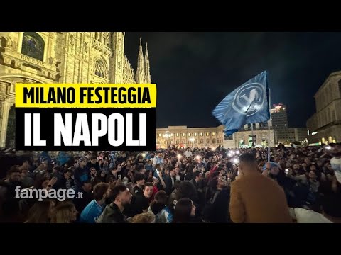 Napoli in trionfo anche a Milano, marea azzurra al Duomo: “Festeggeremo lo scudetto tutta la notte”