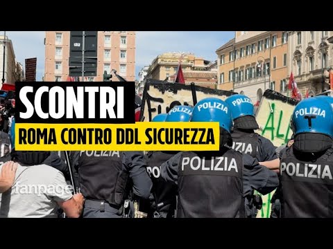 Roma, polizia carica il corteo durante la manifestazione contro il Ddl sicurezza