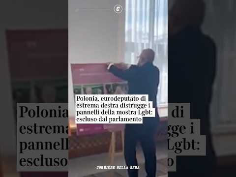 Polonia, eurodeputato di estrema destra distrugge la mostra Lgbt: escluso dal parlamento #shorts