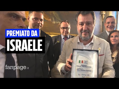 Salvini premiato come amico di Israele tra le polemiche. E lui non condanna i raid a Gaza