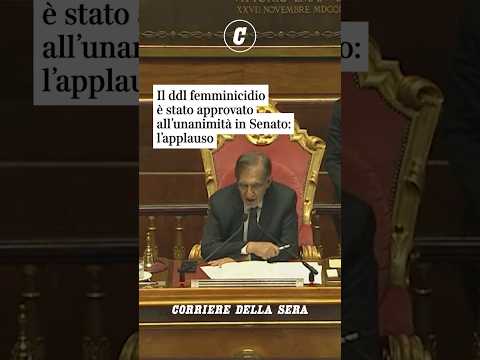 Il ddl femminicidio approvato all’unanimità in Senato: l’applauso #shorts #news