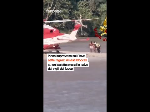 Una piena improvvisa del Piave ha sorpreso sette ragazzi su un isolotto a Ponte di Piave
