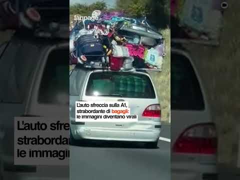 La macchina “super carica” di bagagli sulla A1, in direzione Genova, diventa virale.