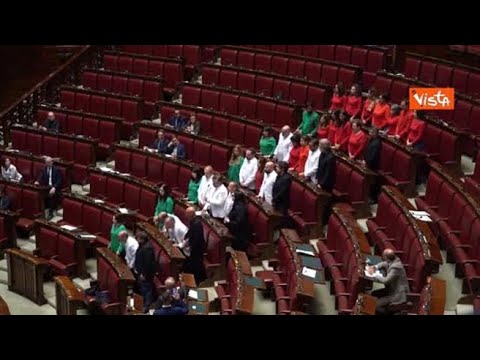 Deputati M5S vestiti con colori bandiera palestinese in Aula per chiedere riconoscimento…