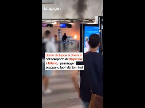 Uomo dà fuoco ai check in dell’aeroporto di Malpensa a Milano: passeggeri fuggono