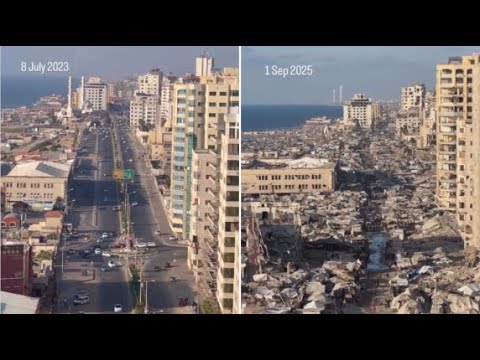 Gaza com’era nel 2023 e com’è oggi: macerie e distruzione dove c’erano strade e case