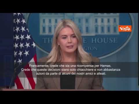 Leavitt (Portavoce Casa Bianca): TRUMP resta contrario a riconoscimento della PALESTINA