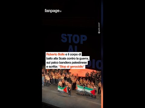 Roberto Bolle e il corpo di ballo alla Scala contro la guerra. Sul palco bandiera palestinese e la s