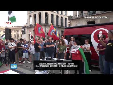 Le mobilitazioni per la Freedom Sumud Flotilla a Roma, Milano e Siracusa
