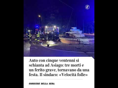 Auto con 5 ventenni si schianta ad Asiago: tre morti e un ferito grave, tornavano da una festa