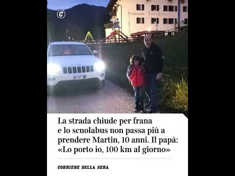 Strada chiusa per frana e lo scuolabus non prende più Martin. Lo porta papà, 100 km al giorno