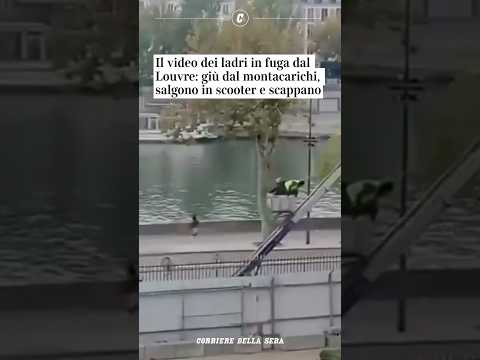 Il video dei ladri in fuga dal Louvre: già dal montacarichi, salgono in scooter e scappano #shorts