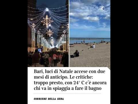 Bari, luci di Natale già accese a ottobre. Le critiche: troppo presto, c’è chi ancora va in spiaggia