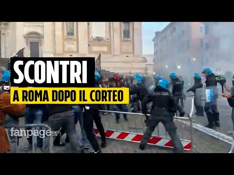 Scontri a Roma tra manifestanti e polizia dopo il corteo per la Palestina: ci sono feriti