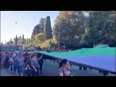Manifestazione ProPal: ecco il passaggio dello striscione «7 ottobre Resistenza»