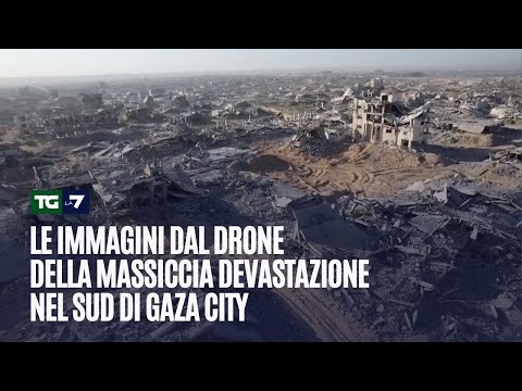 Le immagini dal drone della massiccia devastazione nel sud di Gaza City