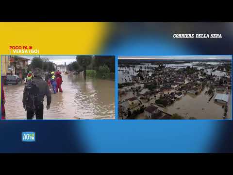 Alluvione a Versa, in provincia di Gorizia: ci sono persone rifugiate sui tetti delle case