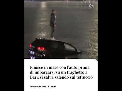 Finisce in mare con l’auto prima di imbarcarsi su traghetto per Bari: si salva salendo sul tettuccio