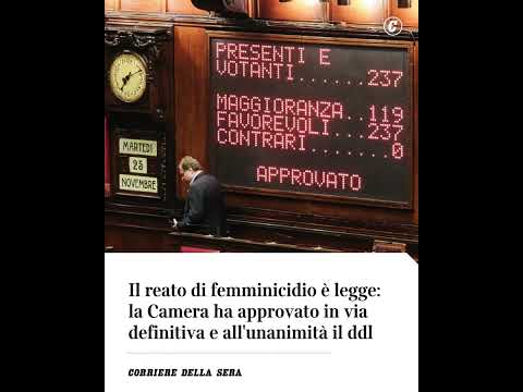 Il reato di femminicidio è legge: la Camera ha approvato in via definitiva e all’unanimità il ddl
