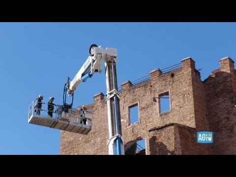 L’avvio dei lavori di messa in sicurezza della Torre dei Conti dopo il dissequestro