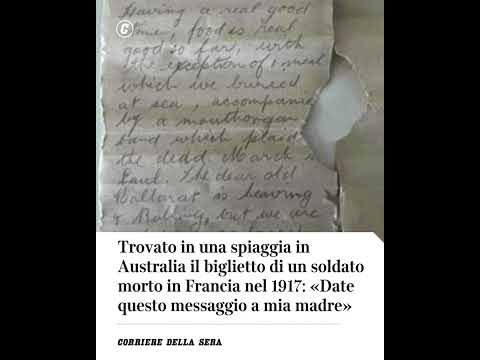 Trovato in spiaggia biglietto di un soldato morto in Francia nel 1917: «Datelo a mia madre» #shorts