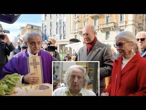 Cappotti rossi e musica celtica per i funerali di Giorgio Forattini a Milano