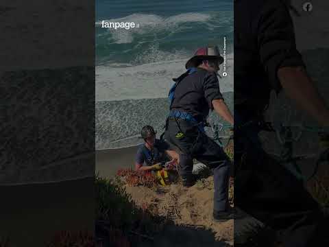 Cane cade per 12 metri da una scogliera: il video del salvataggio