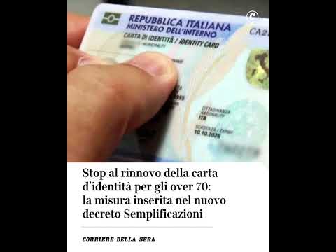 Stop al rinnovo della carta d’identità per gli over 70: effetto del nuovo decreto Semplificazioni