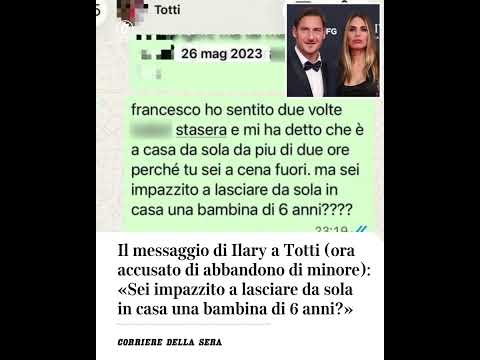 Il messaggio di Ilary a Totti (indagato): «Sei pazzo a lasciare sola a casa una bimba di 6 anni?»