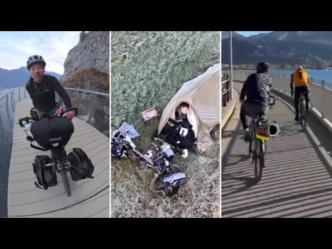 Il video del giro del mondo in bici, dalla Cina all’Italia: Guo Shaoyu pedala senza un braccio e …