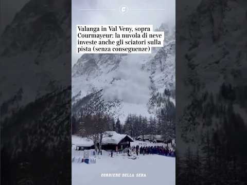 Valanga in Val Veny, sopra Courmayeur: nuvola di neve investe anche gli sciatori sulla pista #shorts