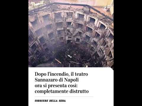 Dopo l’incendio, il teatro Sannazaro di Napoli si presenta così: completamente distrutto #shorts