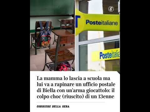 Biella, mamma lo lascia a scuola ma lui va a rapinare una Posta con arma giocattolo: il colpo riesce