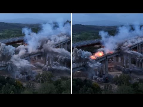 Il video della spettacolare demolizione del viadotto La Coscia sulla Grosseto-Siena