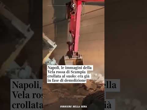Napoli, le immagini della Vela rossa di Scampia crollata al suolo: era già in demolizione
