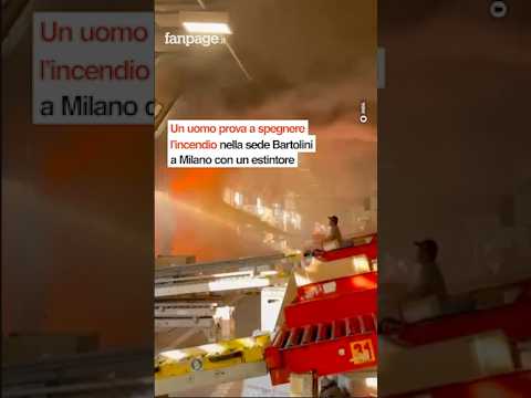 Verticale eUomo prova a spegnere l’incendio nella sede Bartolini a Milano con un estintorestintore