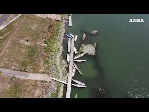 Il Po è in secca, il livello del fiume a Cremona visto dall’alto