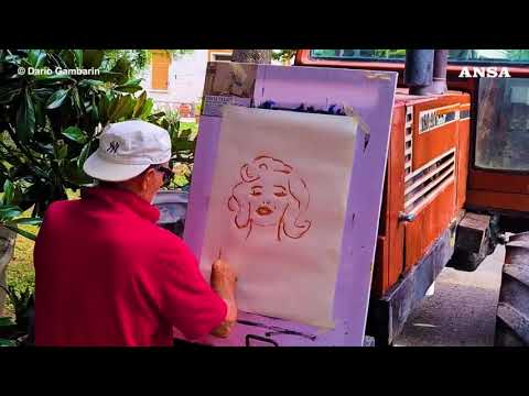 Land art su un campo nel Veronese con il volto di Marilyn Monroe